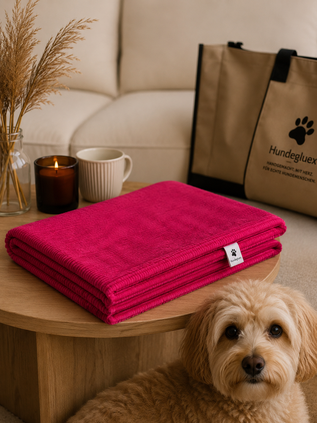 Hundedecke „Oscar“ aus Cord – Pink 🐾