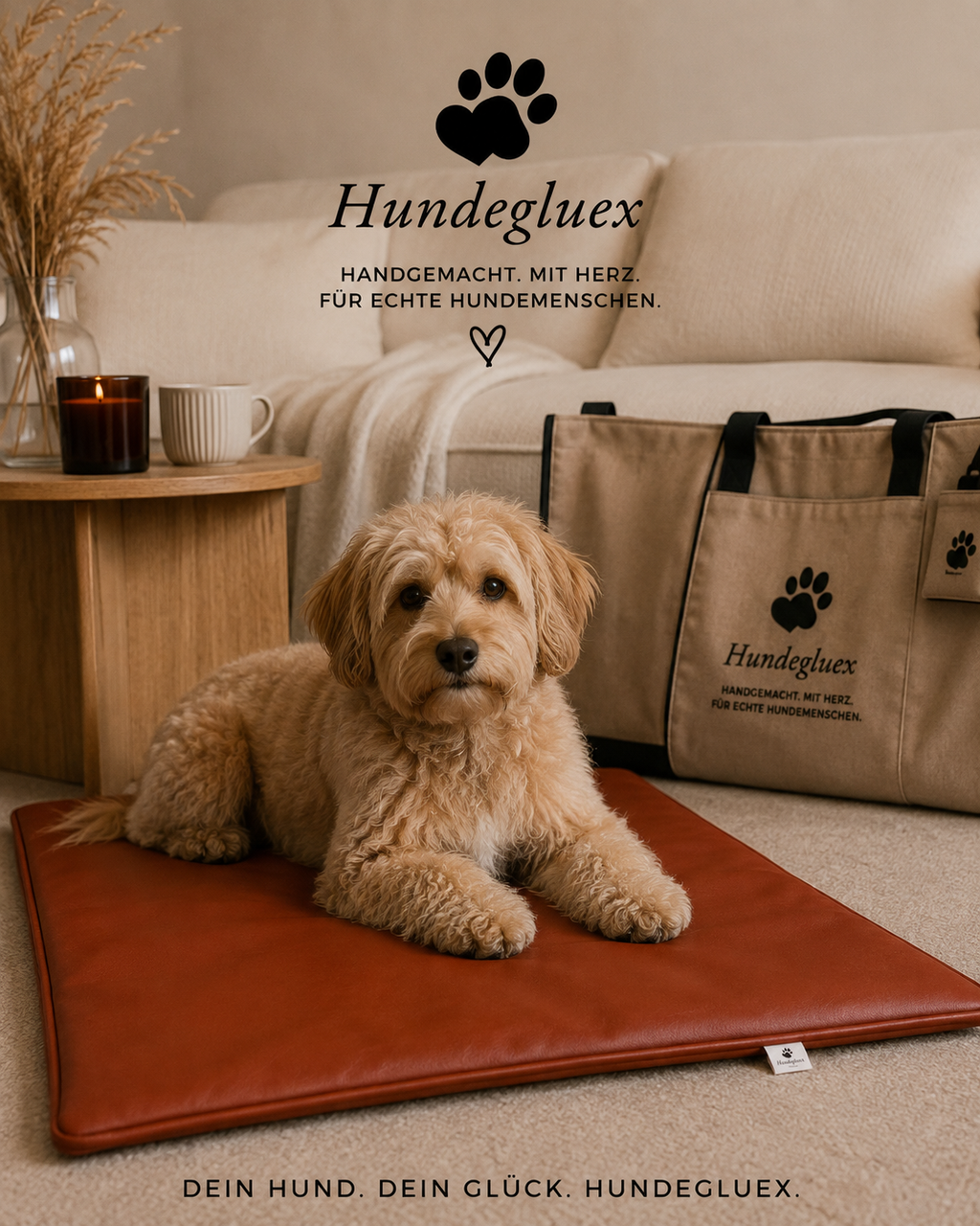 Kunstleder-Hundedecke „Oscar“ – Cognac