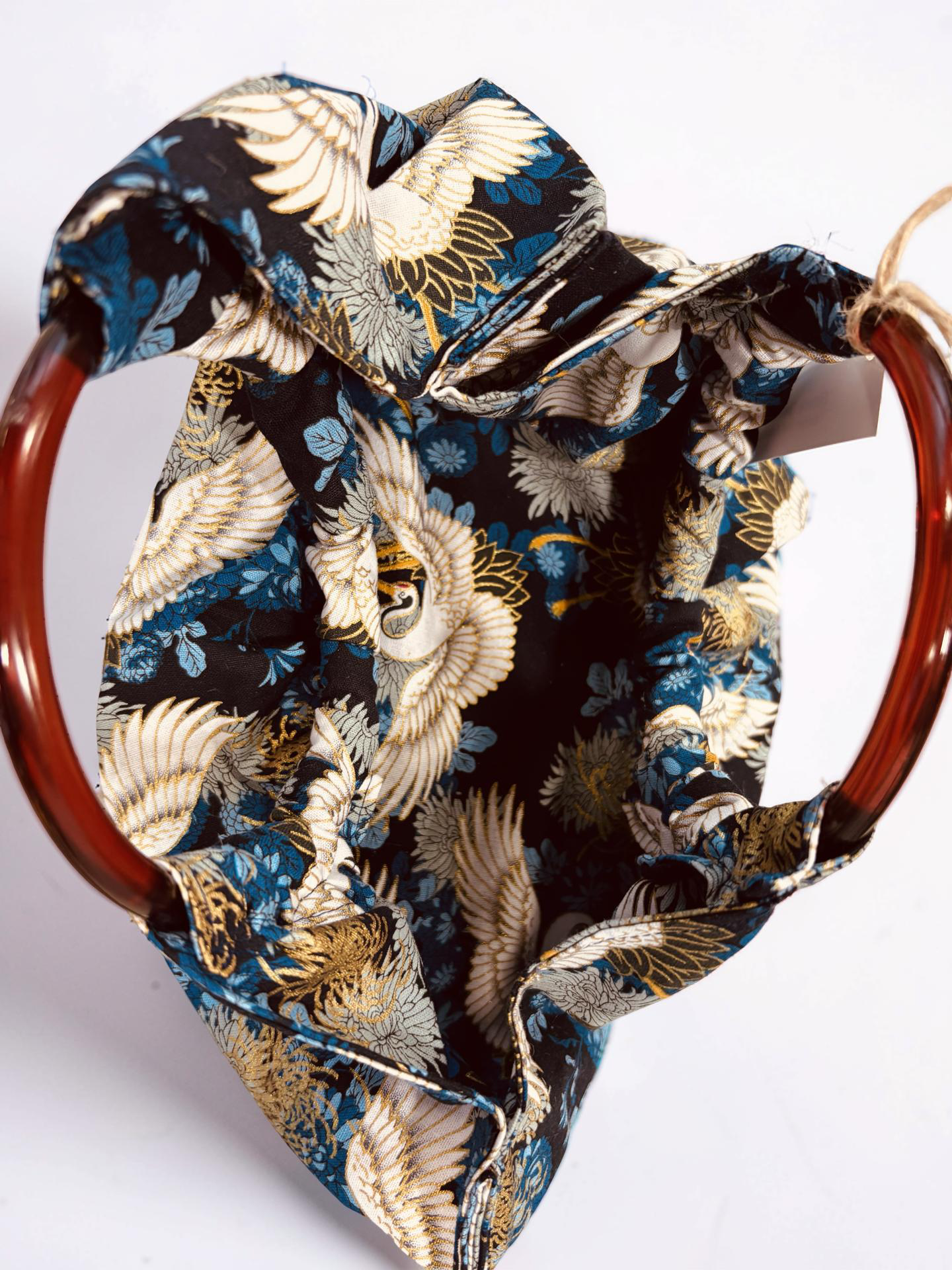 FUROSHIKI CRANE: Japanische Tasche mit Kranichen | Holzgriffe | Nachhaltig