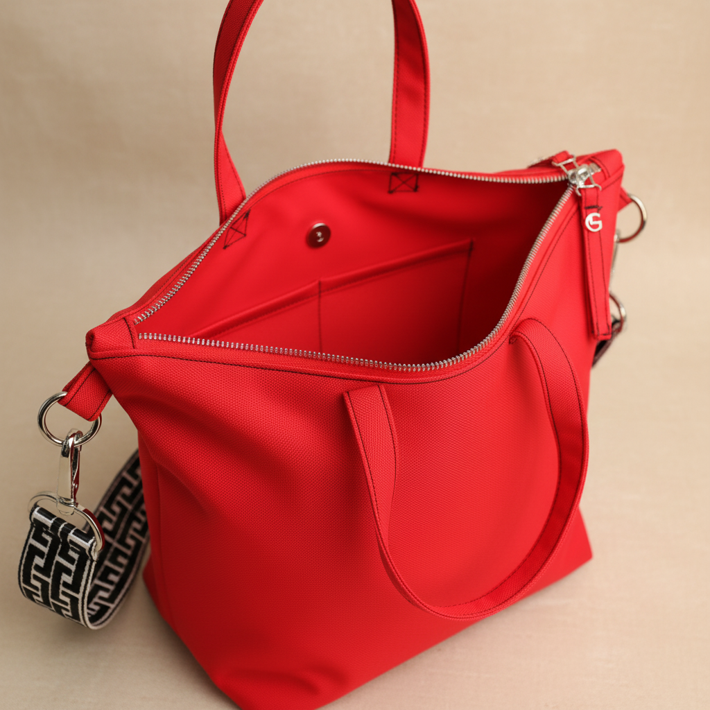 Nylon Henkeltasche Red - Details