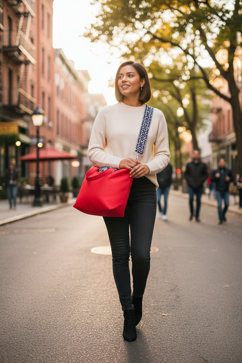 Nylon Henkeltasche Red - Im Einsatz