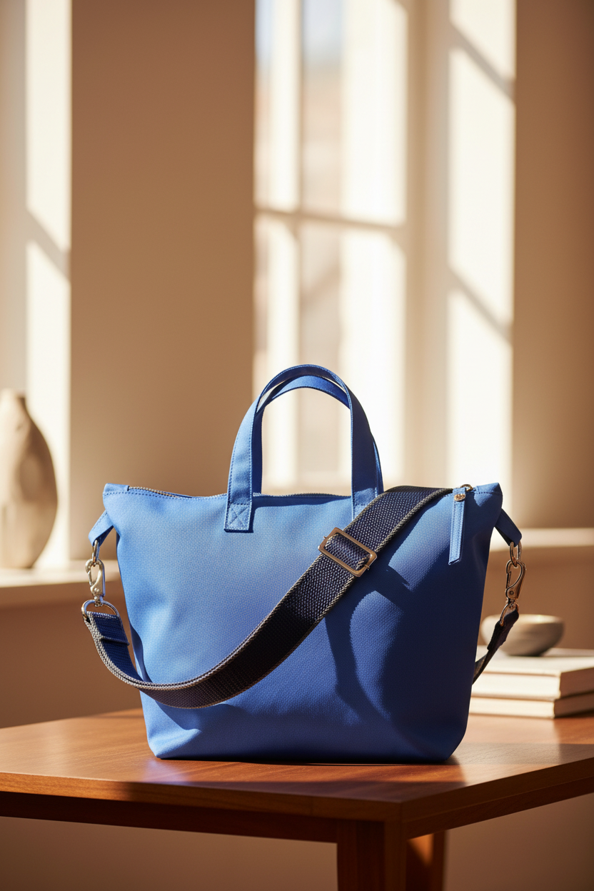 Taschengurt Sophie an hellblauer Nylon-Tasche